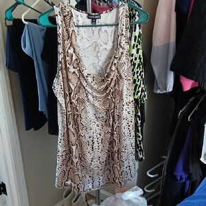New York & Company Brown and Cream Snake Print Tank Top